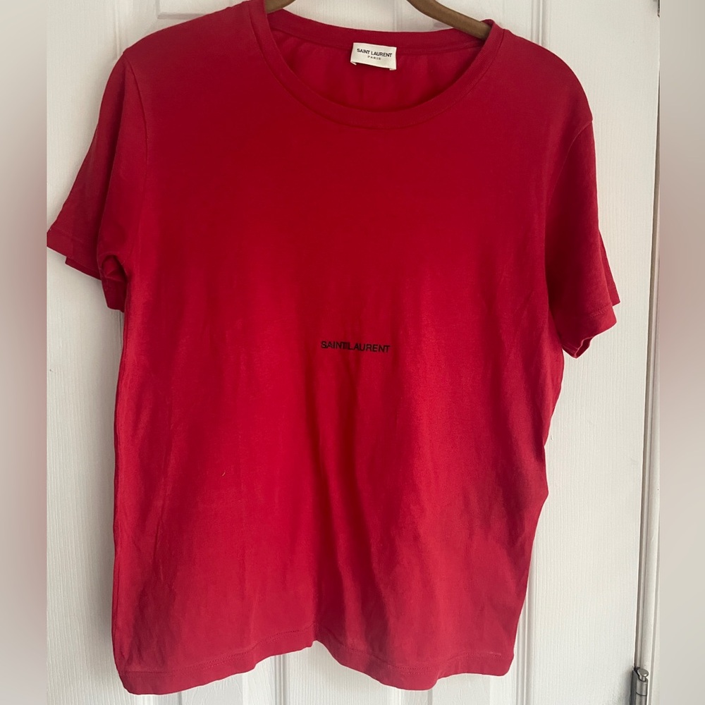 Saint Laurent Logo T-Shirt in Red Size XS